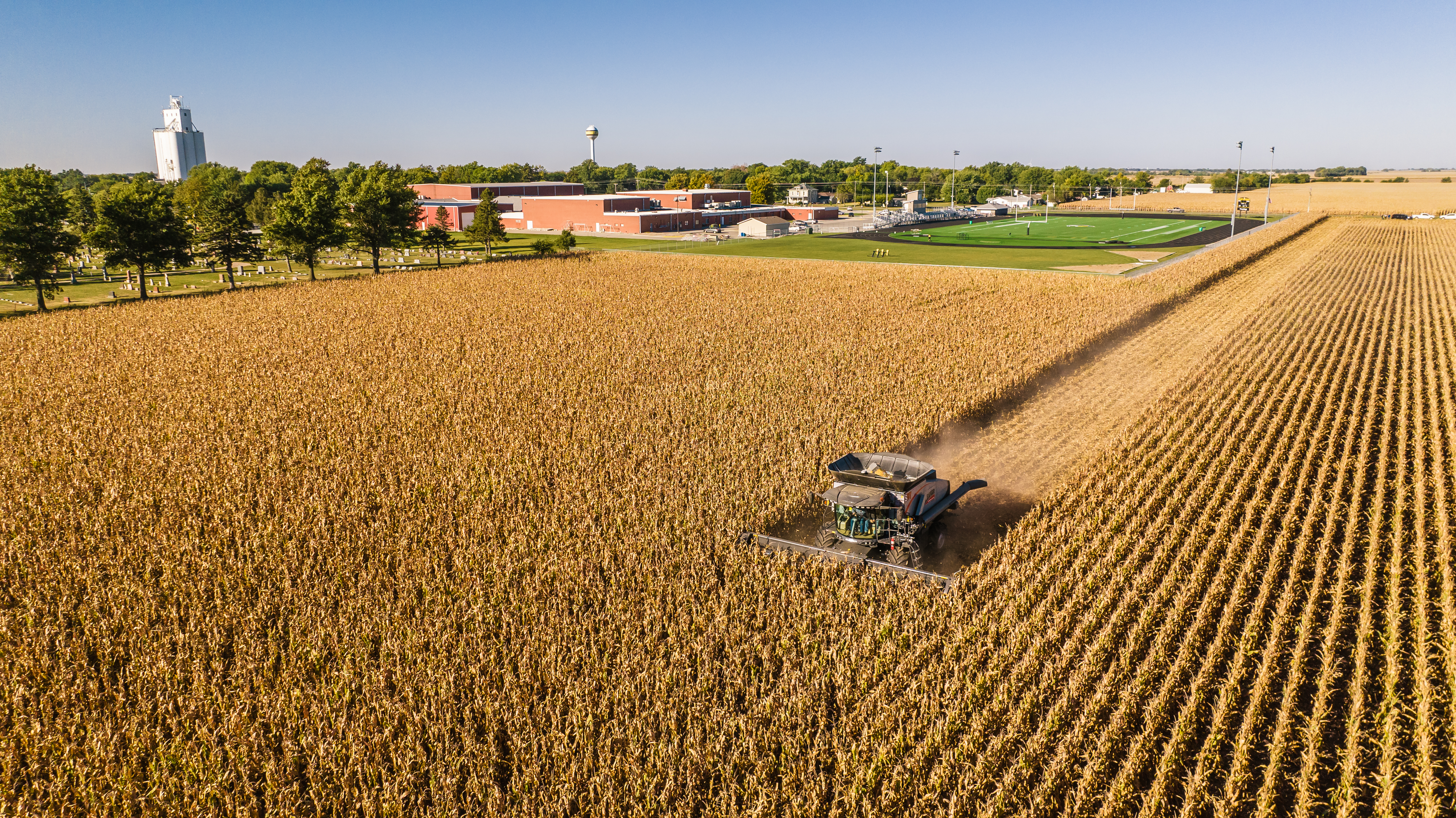 Gleaner harvesting a corn field